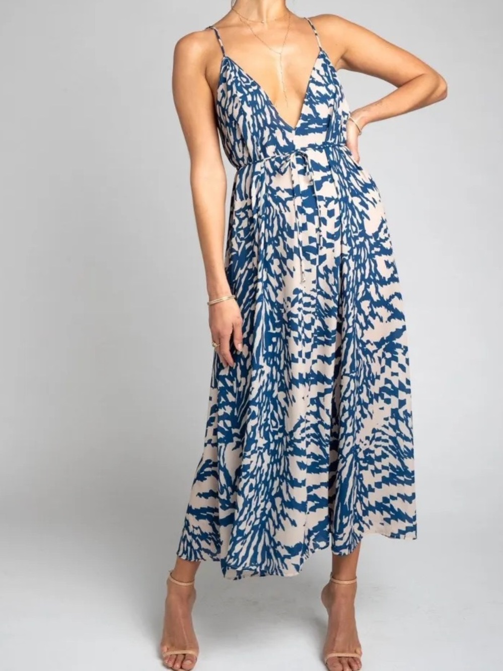 RESA Hannah Midi Dress in Capri Flowy Slip On Silhouette Size Medium